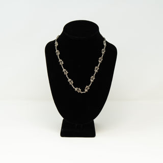 Silver Italian Floral Link Chain Necklace