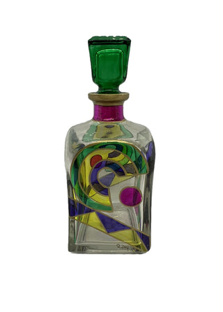 Hand Painted Italian Art Glass Square Perfume Bottle
