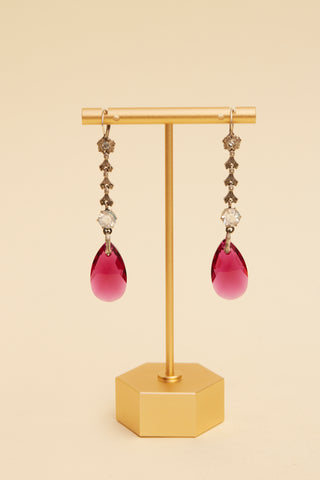 Art Deco Crystal Ruby Drop Earrings
