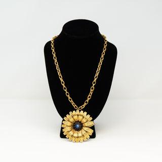 Gold Oversized Flower Pendant on Chunky Chain
