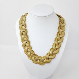 Vintage Chunky Wide Flat Snake Chain Braided Statement Necklace