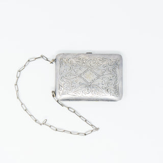 Engraved Silver Plated Vanity Purse Case