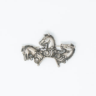 Silver Horses Brooch