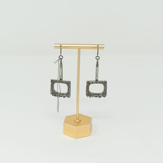 1950's Brutalist Silver Plate Pendant Earrings