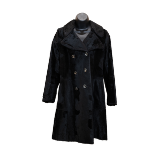 Faux Fur Black Double Breasted Coat