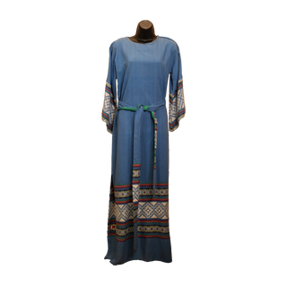 Blue Hand Embroidered Guatemalan Caftan