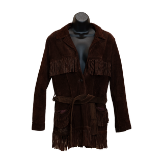 Chocolate Brown Fringe Jacket with Belt