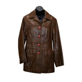 Vintage Pioneer Wear Women's Brown Leather Coat