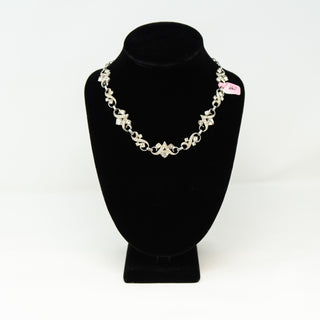 Stylized Flower-Rhinestone Necklace