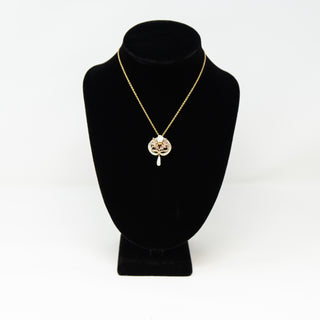 Art Nouveau Gold, French Enamel, Pearl & Leaf Necklace