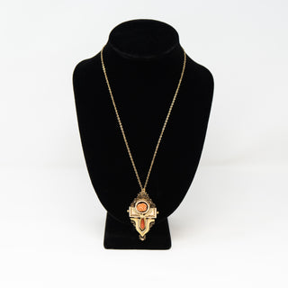 Victorian Multi Color Gold Set with Carved Coral Rose & Pendant Necklace