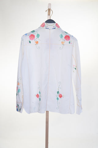 Embroidered Patch Button Floral Button Down