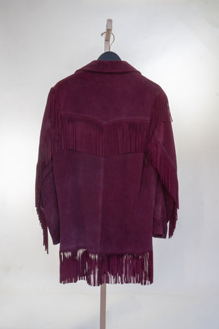 Burgundy Fringe Suede Jacket