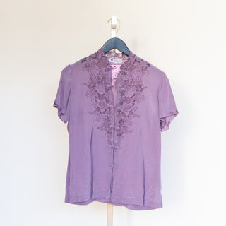 Purple Chinese Embroidered Blouse
