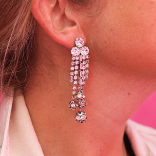 Clip On Costume Crystal Dangle Earrings
