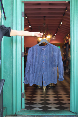 Polka Dot Navy Blouse