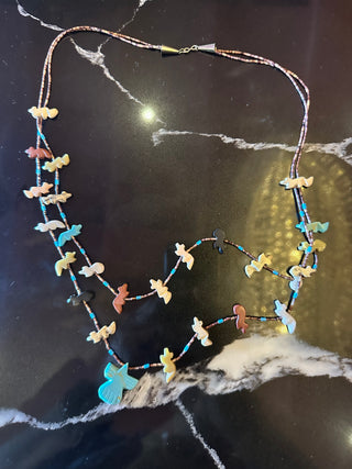 Native American Fetish Animal Necklace with Turquoise Dove