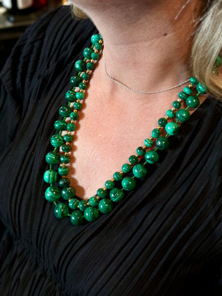 Emerald Green Malachite & Gold Necklace