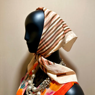 Marie Chantal Brown and Pink Striped Scarf