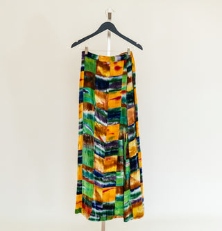 Patchwork velvet multi color Maxi skirt