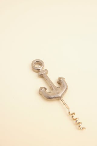Vintage metal pewter anchor corkscrew