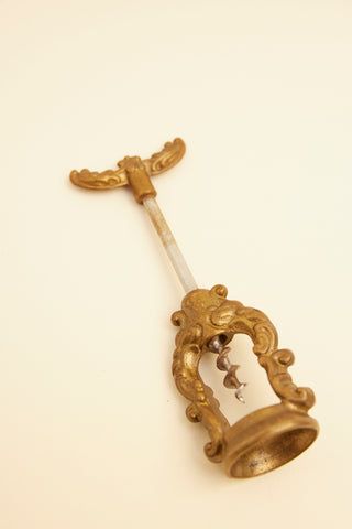 Vintage ornate brass corkscrew
