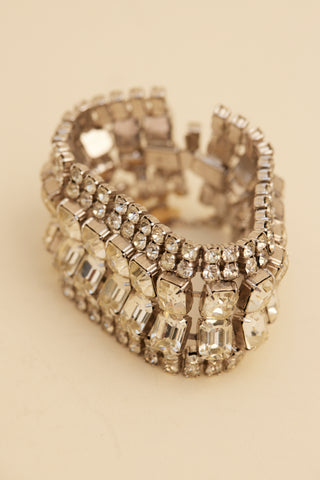 1950's Wide Double Row Costume Diamond Bracelet