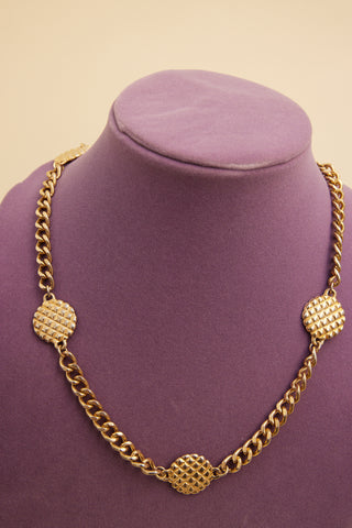 Costume Chanel Inspired Quilted Disc Chain Necklace
