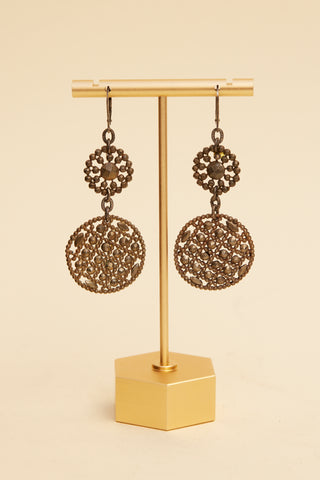 Double Disc Cut Steel Earrings C. 1880's