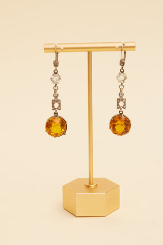 Citrine Deco Crystal Earrings C. 1920's