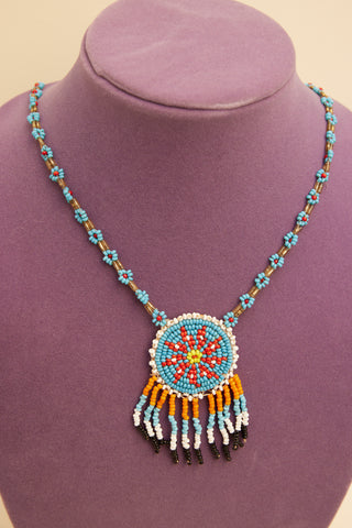 Navajo Wedding Necklace Red White and Blue