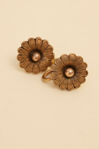 Brass Flower 1940's earrings