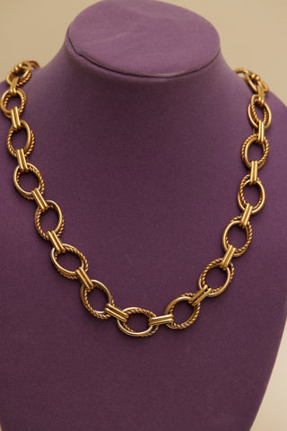 Vintage 1950's Chunky Double Chain with Rope Edge  Long Necklace
