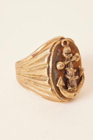 Chunky Gold Brass Anchor Ring