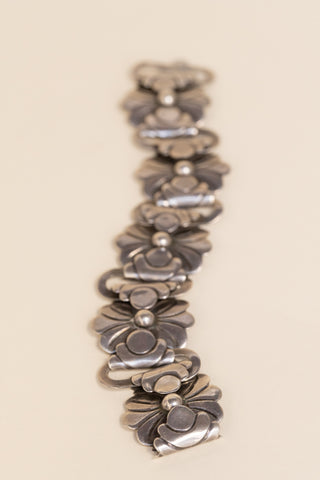 Taxco Sterling 1940's Floral Bracelet