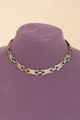 1930's Sterling Rectangular Design Link Necklace