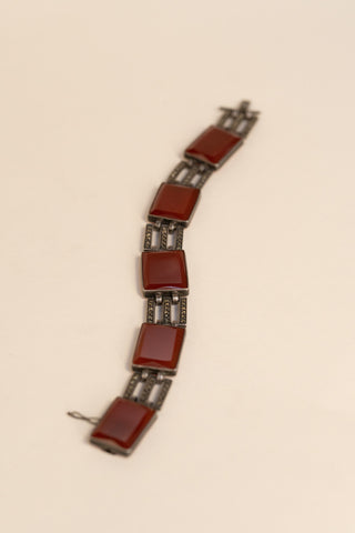 Carnelian Art Deco Set with Marcasite Links