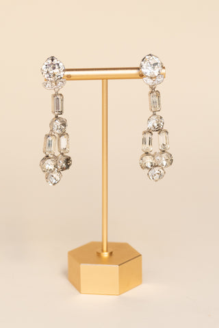 1950's Eisenberg Ice Long Pendant Costume Diamond Clip On Earrings
