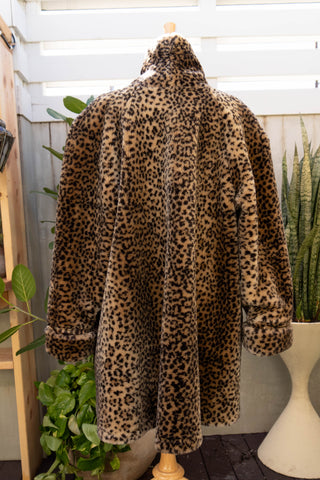 Monterey Fashions Faux Fur Leopard Swing Style Coat