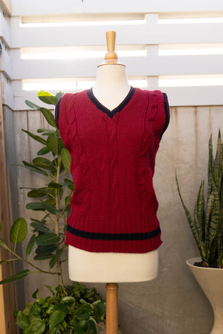 1970's Red & Navy Wool Sweater Vest