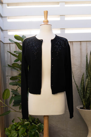 1950's Black Beaded Cardigan
