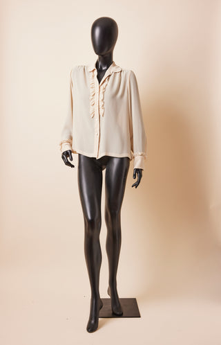 1970's Ruffle Front Button Down Blouse