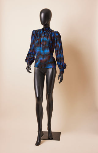 1970's Givenchy Polka Dot Blouse With Belt