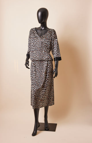 1970's Sheer Leopard Night Dress With Black Trim Sleeves