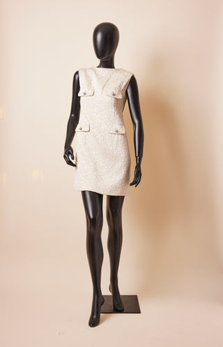 1980's Shimmery Mini Dress With Chunky Rhinestone Buttons