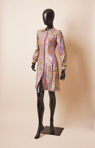 1960's Malcom Starr Pleated Sparkly Dress