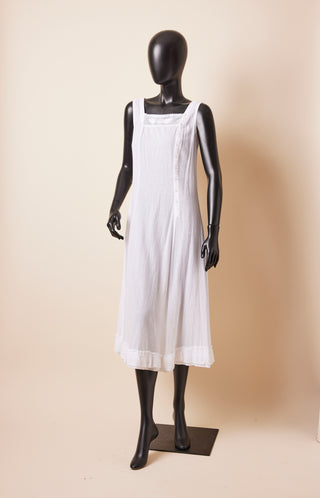 1970's Sheer White Cotton Square Neckline Nightgown