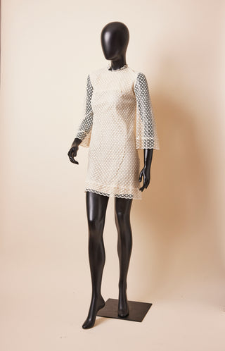 1970's Short Mod Mini Dress With Wide Bell Sleeves