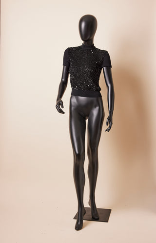 1990's Black Valentino Short Sleeve Sequin Sweater