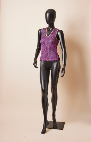1960's Hand Crocheted Purple & Gold Tank Top